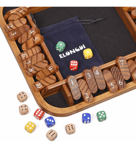 Juego De Dados Shut The Box Elongdi Para 1-4 Jugadores Con 1
