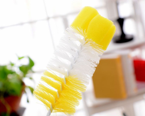 2 Cepillos Multiuso Con Esponja Para Limpieza De Botellas