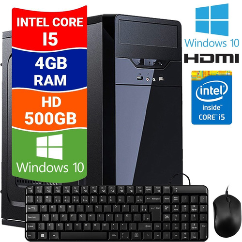 Imagem 1 de 7 de Pc Computador Cpu Intel Core I5 4gb Hd 500gb Teclado E Mouse