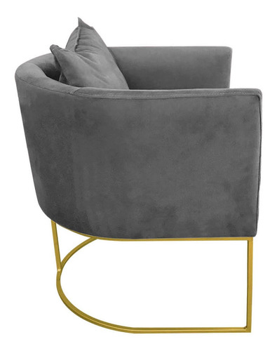 Poltrona Paola Suede Base Metálica Dourado D'rossi Cor Grafite