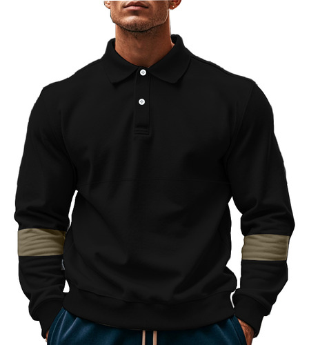 Sudadera Holgada Con Solapas Y Botones Para Hombre