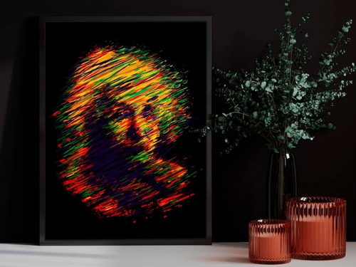 Poster Enmarcado 33x48cm Albert Einstein Pintura Abstracta