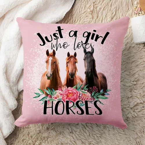Funda De Almohada Rosa Con Dise o De Caballos Para Ni as Env o