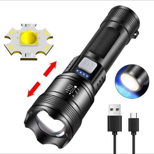 Linterna Led Cree L-39 2000 Lm Recargable Negro Luz Blanco