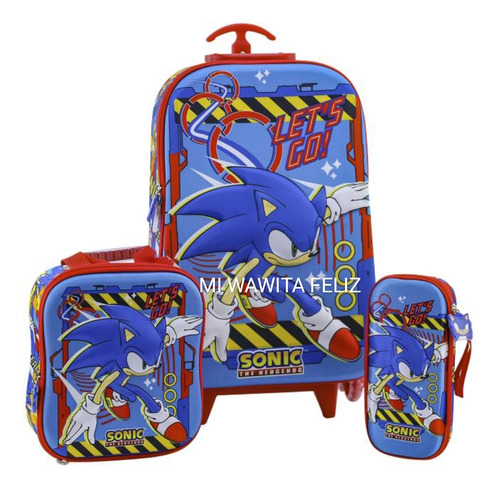 Set Maleta Sonic Go Oficio Escaladora Lonchera Cartuchera