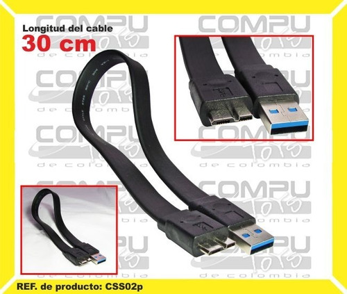 Cable Usb 3.0 A Micro B Plano Ref: Css02p Computoys Sas