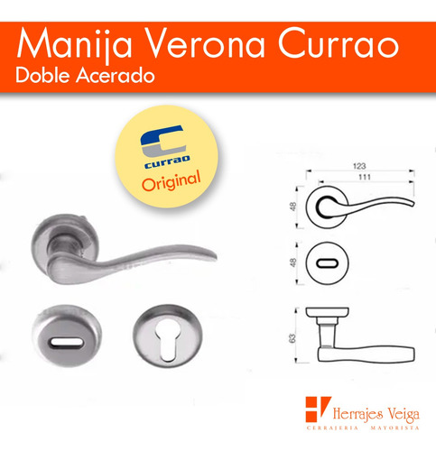 Manija Picaporte Currao Verona Doble Acerado Pack Por 7