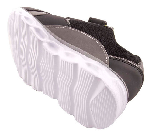 Imagen 3 de 4 de Zapatillas Footy Luz Doble Abrojo Negro Niño Rcmdr