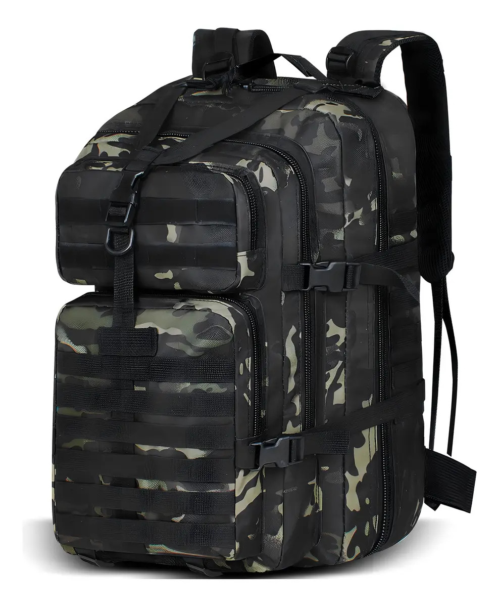 Mochila Táctica Militar de Senderismo Montañismo Gran Capacidad Resistente al Agua para Camping Color Negro Camuflaje
