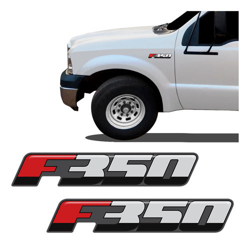 Emblema F-350 2016/ Adesivo Lateral Resinado Ford - Par