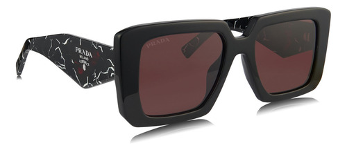 Prada Spr 23ys 1ab-06q Square Shape Black Red Prada Prada Prada Prada Prada (Usado)