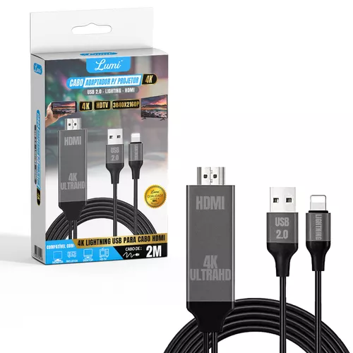 Cable HDMI de 4 m para iPhone, cable convertidor HDMI, teléfono