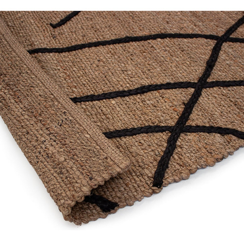 Tapete Decorativo Yute Dib Hessian 190x280 Cm Modelo Lines Ancho 190 Cm Color Marrón Claro Diseño De La Tela Lines Black Largo 280 Cm