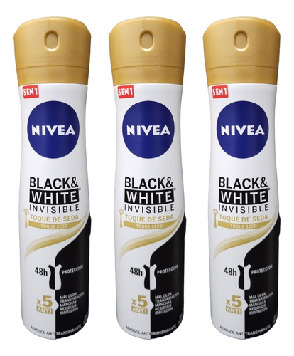 Pack X3 Desodorante Nivea Black & White Toque Seda