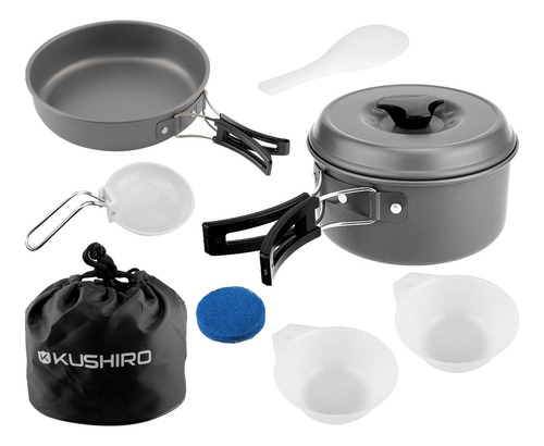 Set Cocina Camping 2 Personas 7 Piezas Olla Sartén Aluminio