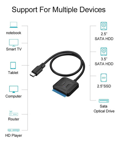 Adaptador Usb C A Sata Netcom P/disco 2.5 Y 3.5 (sin Fuente)