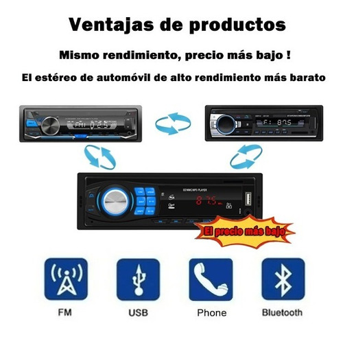 Reproductor Mp3 1 Din Con Bluetooth Y Auxiliar Para Auto