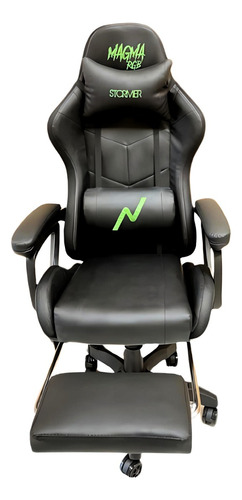 Silla Gamer Masajeadora Luces Rgb Sillon Pc Ofici Noga Magma Color Negro Material del tapizado Cuero sintético