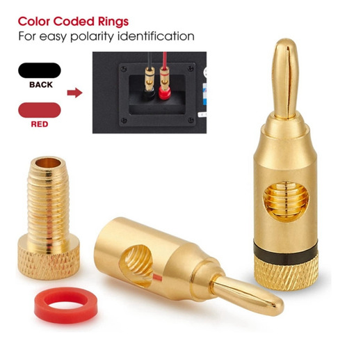Conector Tipo Banana Chapado En Oro, 6 Pares