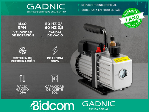 Bomba De Vacío Gadnic 90 Lt 186w Compacta Y Portátil