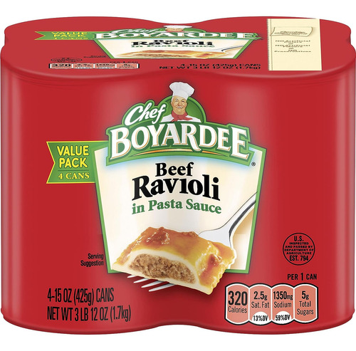 Ravioli, Carne De Res De  (4 Unidades De 15 Oz. Cada Una)