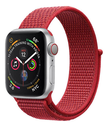 Pulseira Loop Nylon Ltimports Para Apple Watch 46mm Series10 Cor Vermelho