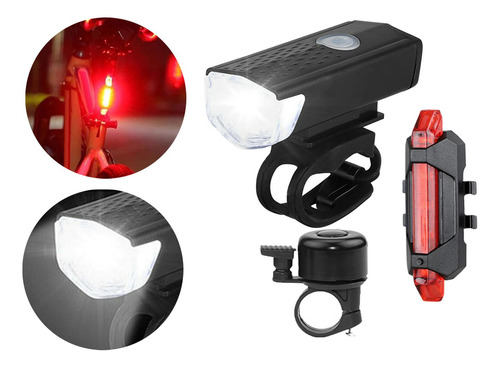 Juego De Lámparas De Bicicleta Recargables Por Usb, Luces