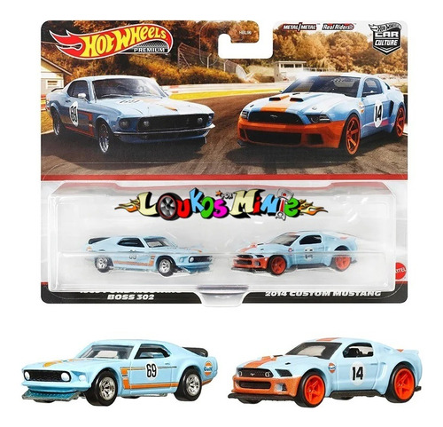 Hot Wheels 1969 Mustang Boss & 2014 Gulf Car Culture Premium