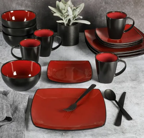 Vajilla negra con rojo deals