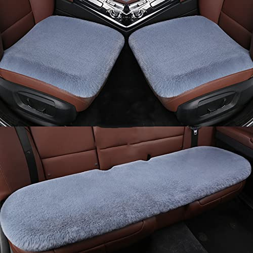 Egbang 1 Set 3 Pcs Soft Fluffy Auto Seat Cover Faux Wool Au