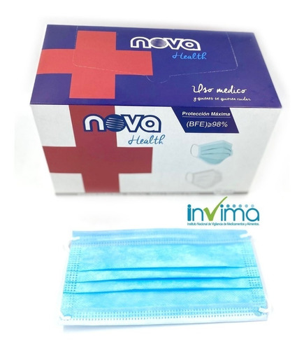  Innova Health Tres capaz azul de polipropileno con 3 capas 50 cajas color azul