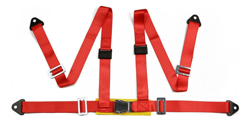 Cinturón De Seguridad Rojo De 4 Puntos A Presión 2 Pulgadas