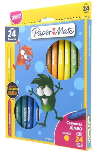 Crayone Escolar Jumbo Papermate Redondos 24 Colores Intensos