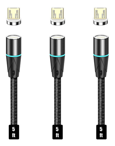 Netdot Gen12 Micro Usb 5 Pies 3 Pack Rapido Magnetico N...