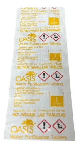 6 Sobres De 10 Tabletas Pastillas Purificar Agua Oasis