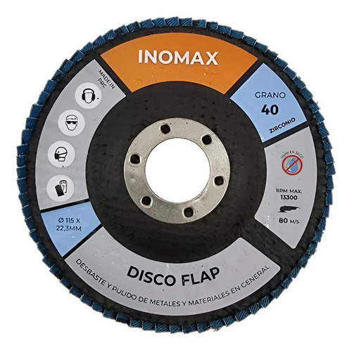 Disco Flap Inomax Dpz-40-p10 Zirconio 115mm Grano 40 10u