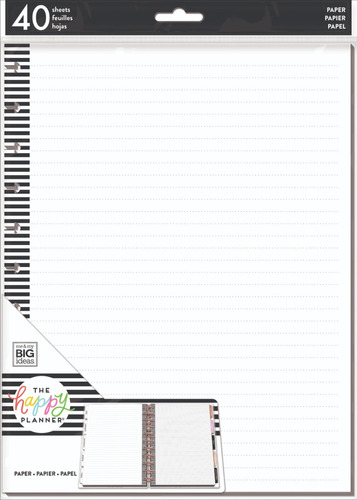 40 Hojas Repuesto Libreta Cuaderno Grande Happy Planner Color Rayas