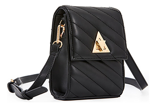 Bolsa Colcci Pequena Com Alça Ombro Matelasse 0900111942 Acambamento Dos Ferragens Ouro Cor Preto Correia De Ombro Preto
