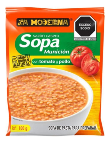 10 Pzas Sopa De Munición La Moderna Con Tomate Y Pollo 100 G