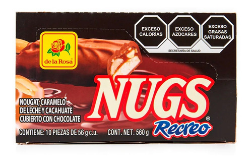 Nugs Recreo Nougat Chocolate Caramelo Cacahuate 560 G
