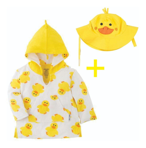 Gorro + Poncho Con Filtro Uv 50+ Pato! Zoocchini! 6-12m