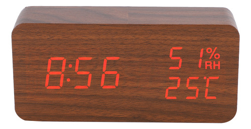 Despertador Led Digital, Mesa De Controle De Voz De Madeira