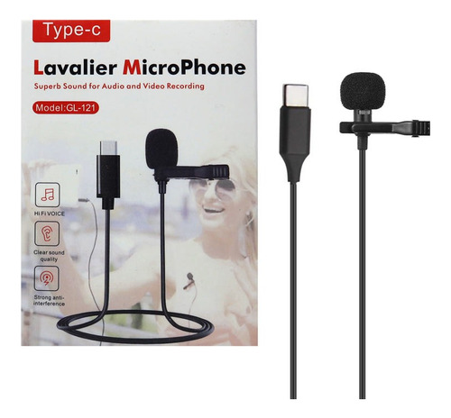 Micrófono Corbatero Lavalier Pc Celular Ficha Usb Tipo C