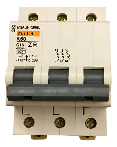 Disjuntor Tripolar 16a Curva C K60 Merlin Gerin