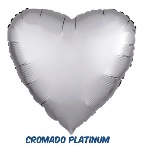 Balão Metalizado Coração 50cm - 20 Polegadas - Flexmetal Cor Platinum