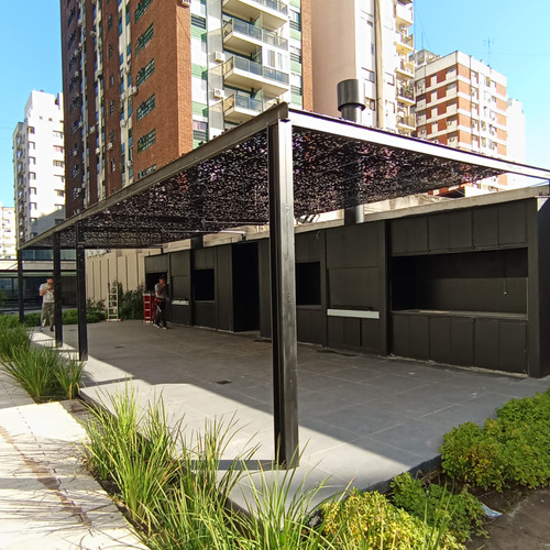 Media Sombra Camuflaje 4,50 X 4 M Con Kit Techo Pergola Deco Tostado