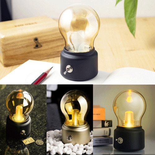 Lámpara De Escritorio Led Vintage: Luz Nocturna Retro Con Vi