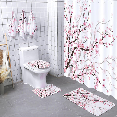 Juego Cortinas De Baño Sakura (7 Piezas)