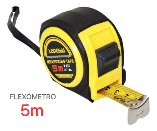 Flexometro Cinta Amarilla 5 Metros Contra Impacto Abs 23 Mm