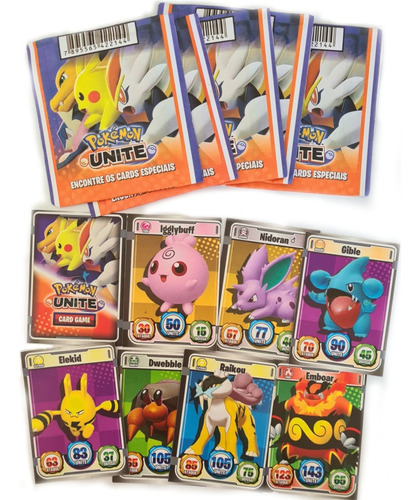 Kit Lembrancinha Infantil Pokémon - 50 Envelopes = 200 Cards